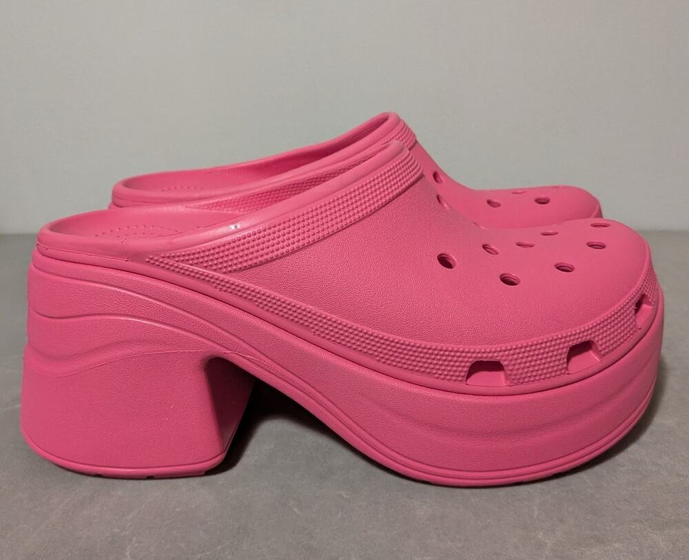 Crocs Siren Clog Hyper Pink Platform Chunky Heel Women's Size 11 EUC Y2K